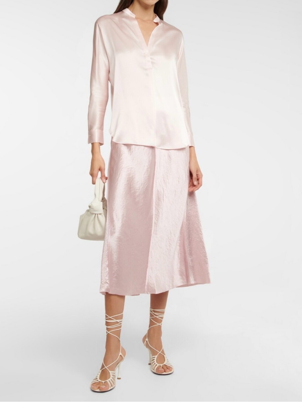 Vince Slip Style Midi Skirt, slight crinkle type Soft Pink, sz 10, nwt gorgeous!